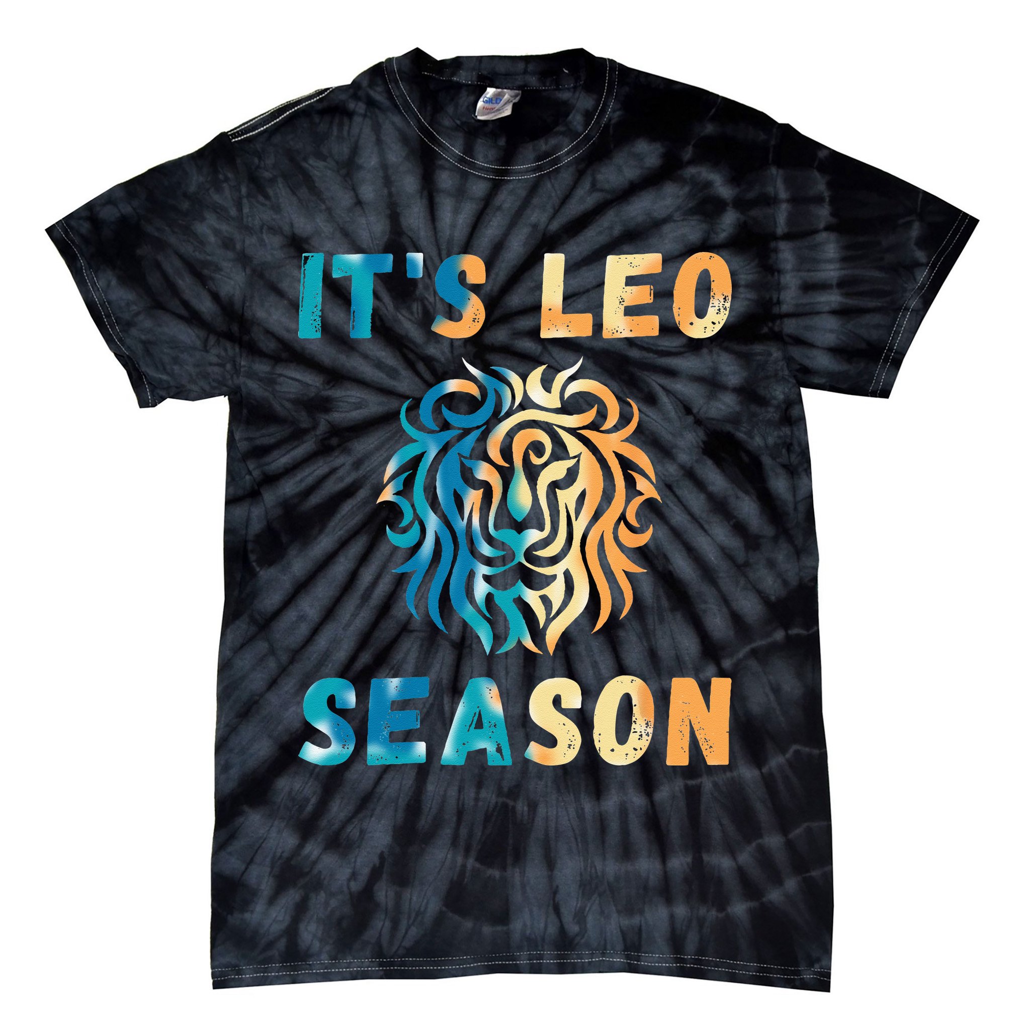 Its Leo Season Celtic Design Retro Colors Lion Zodiac Tie-Dye T-Shirt