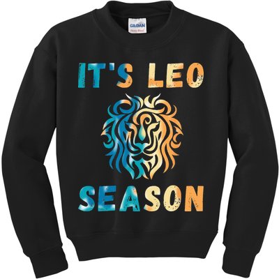 Its Leo Season Celtic Design Retro Colors Lion Zodiac Kids Sweatshirt