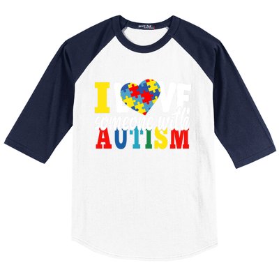 I Love Someone With Autism Autistic Awareness Month Warriors Gift Baseball Sleeve Shirt