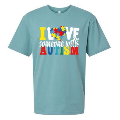 I Love Someone With Autism Autistic Awareness Month Warriors Gift Sueded Cloud Jersey T-Shirt