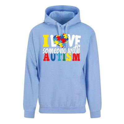 I Love Someone With Autism Autistic Awareness Month Warriors Gift Unisex Surf Hoodie