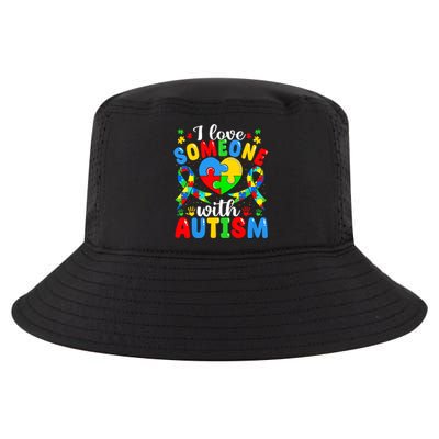 I Love Someone With Autism Awareness Heart Puzzle Pieces Cool Comfort Performance Bucket Hat