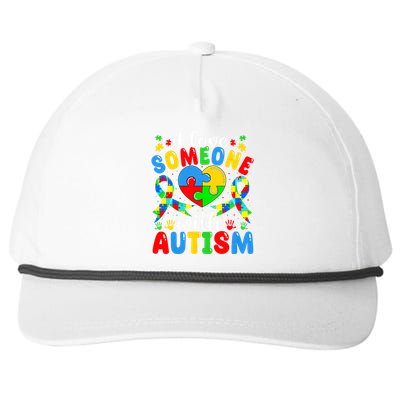 I Love Someone With Autism Awareness Heart Puzzle Pieces Snapback Five-Panel Rope Hat