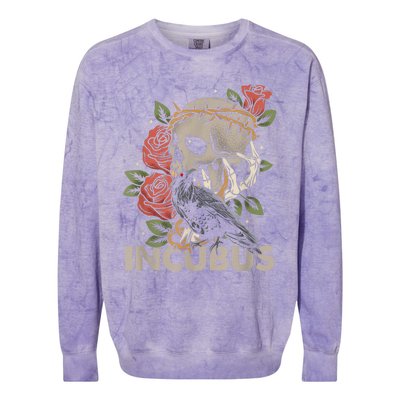 IncubusCrow Left Skull Morning And Flower Halloween Graphic Colorblast Crewneck Sweatshirt