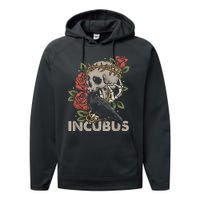 IncubusCrow Left Skull Morning And Flower Halloween Graphic Performance Fleece Hoodie