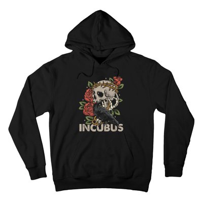 IncubusCrow Left Skull Morning And Flower Halloween Graphic Hoodie