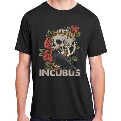 IncubusCrow Left Skull Morning And Flower Halloween Graphic Adult ChromaSoft Performance T-Shirt