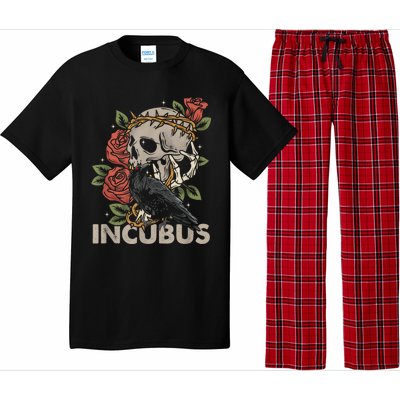 IncubusCrow Left Skull Morning And Flower Halloween Graphic Pajama Set