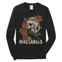 IncubusCrow Left Skull Morning And Flower Halloween Graphic Tall Long Sleeve T-Shirt