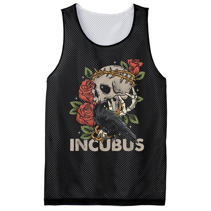 IncubusCrow Left Skull Morning And Flower Halloween Graphic Mesh Reversible Basketball Jersey Tank