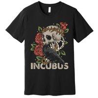 IncubusCrow Left Skull Morning And Flower Halloween Graphic Premium T-Shirt