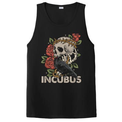 IncubusCrow Left Skull Morning And Flower Halloween Graphic PosiCharge Competitor Tank