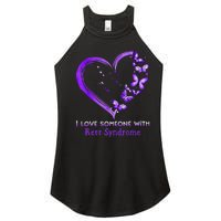 I Love Someone With Rett Syndrome Awareness Purple Ribbon Women’s Perfect Tri Rocker Tank