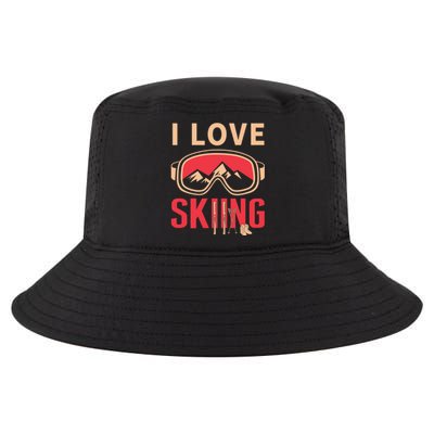 I Love Skiing Goggles Gifts For Skier Cool Comfort Performance Bucket Hat