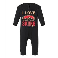 I Love Skiing Goggles Gifts For Skier Infant Fleece One Piece