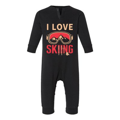 I Love Skiing Goggles Gifts For Skier Infant Fleece One Piece