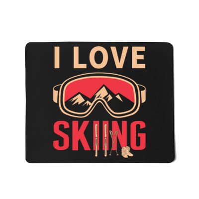 I Love Skiing Goggles Gifts For Skier Mousepad