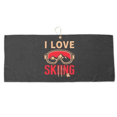 I Love Skiing Goggles Gifts For Skier Large Microfiber Waffle Golf Towel