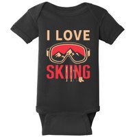 I Love Skiing Goggles Gifts For Skier Baby Bodysuit