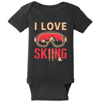 I Love Skiing Goggles Gifts For Skier Baby Bodysuit