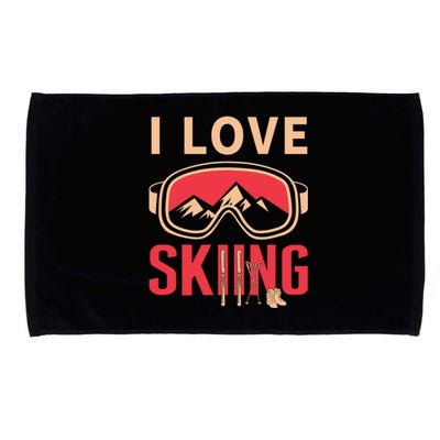 I Love Skiing Goggles Gifts For Skier Microfiber Hand Towel