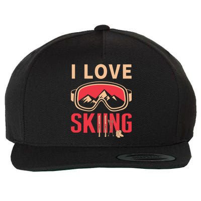 I Love Skiing Goggles Gifts For Skier Wool Snapback Cap