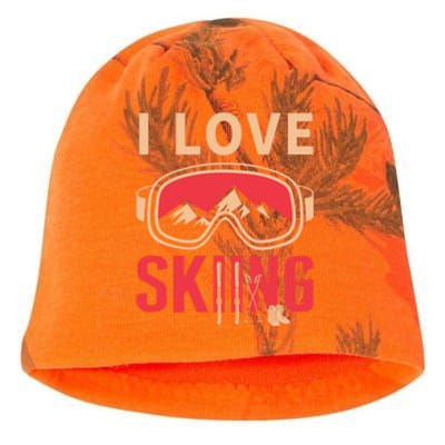 I Love Skiing Goggles Gifts For Skier Kati - Camo Knit Beanie