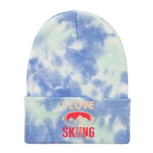 I Love Skiing Goggles Gifts For Skier Tie Dye 12in Knit Beanie