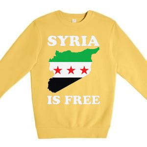 I Love Syria Is Free Syrian Map New Syrian Flag Premium Crewneck Sweatshirt