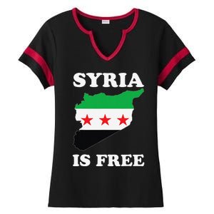 I Love Syria Is Free Syrian Map New Syrian Flag Ladies Halftime Notch Neck Tee