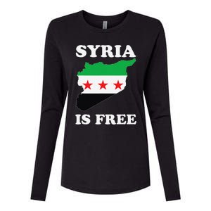 I Love Syria Is Free Syrian Map New Syrian Flag Womens Cotton Relaxed Long Sleeve T-Shirt