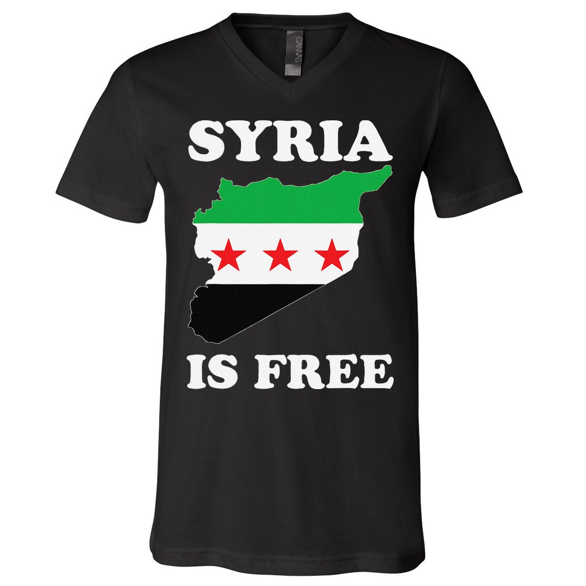I Love Syria Is Free Syrian Map New Syrian Flag V-Neck T-Shirt