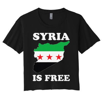 I Love Syria Is Free Syrian Map New Syrian Flag Women's Crop Top Tee