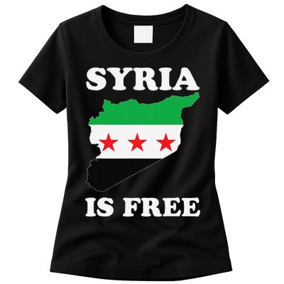 I Love Syria Is Free Syrian Map New Syrian Flag Womens T-Shirt