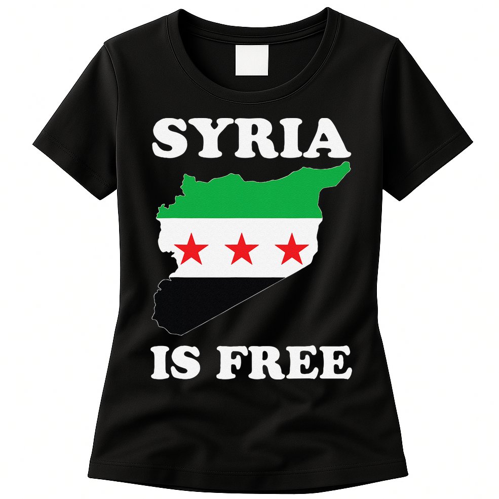I Love Syria Is Free Syrian Map New Syrian Flag Womens T-Shirt