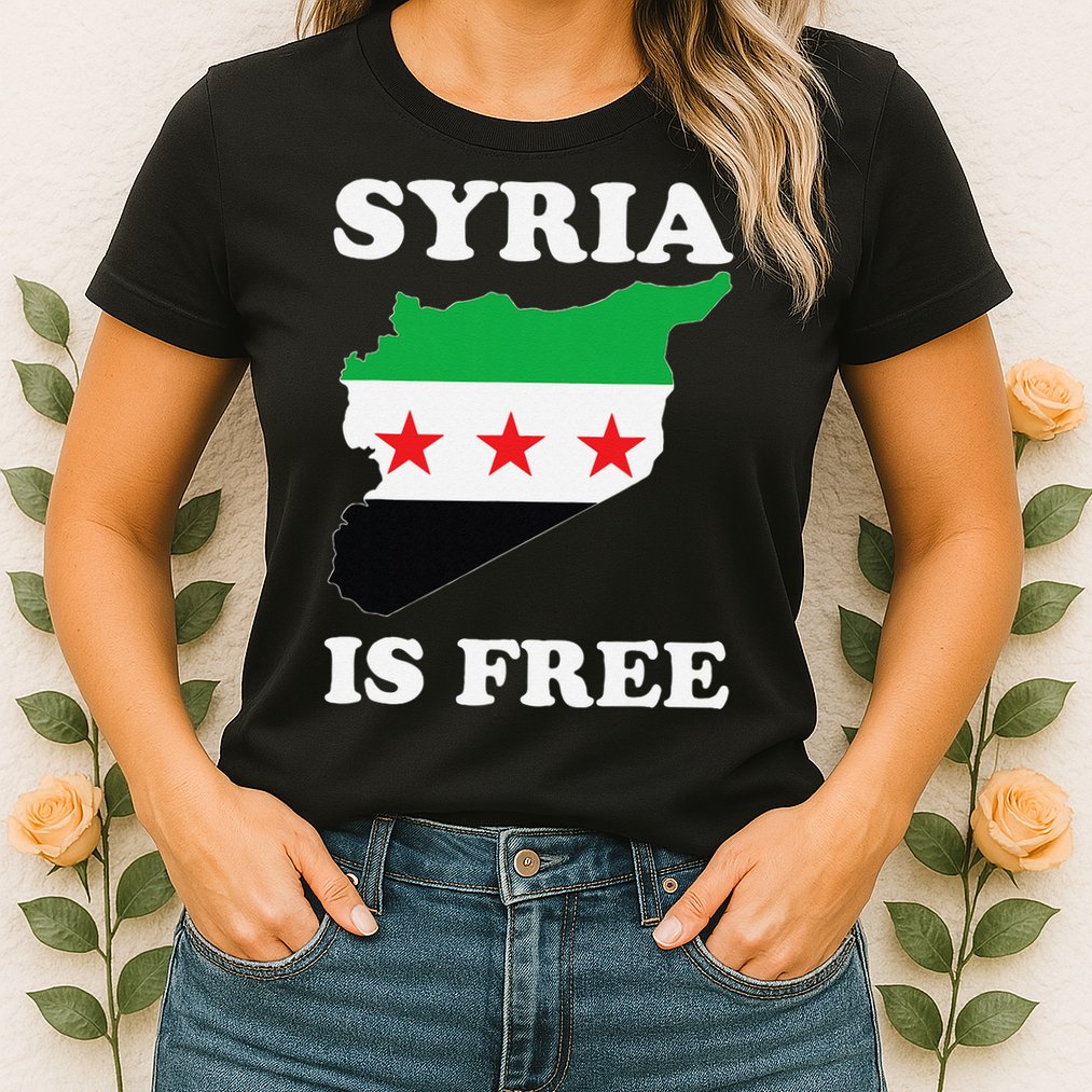 I Love Syria Is Free Syrian Map New Syrian Flag Womens T-Shirt