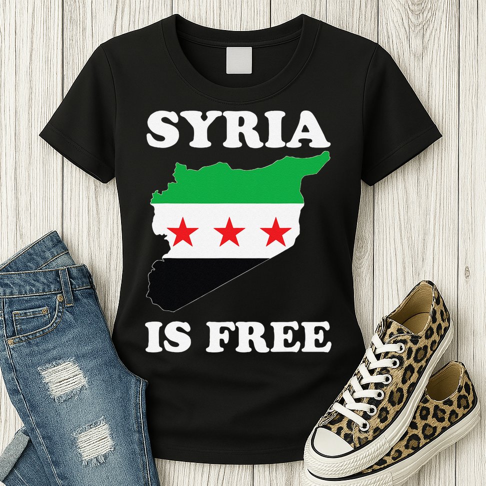 I Love Syria Is Free Syrian Map New Syrian Flag Womens T-Shirt