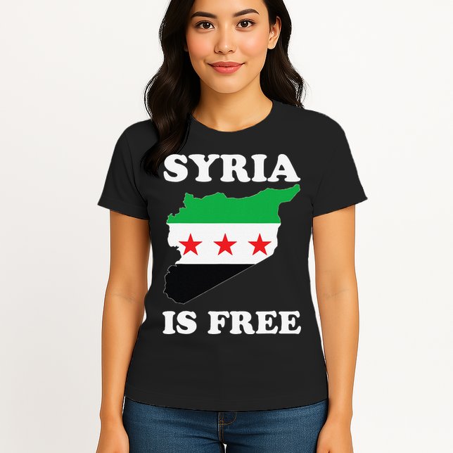 I Love Syria Is Free Syrian Map New Syrian Flag Womens T-Shirt
