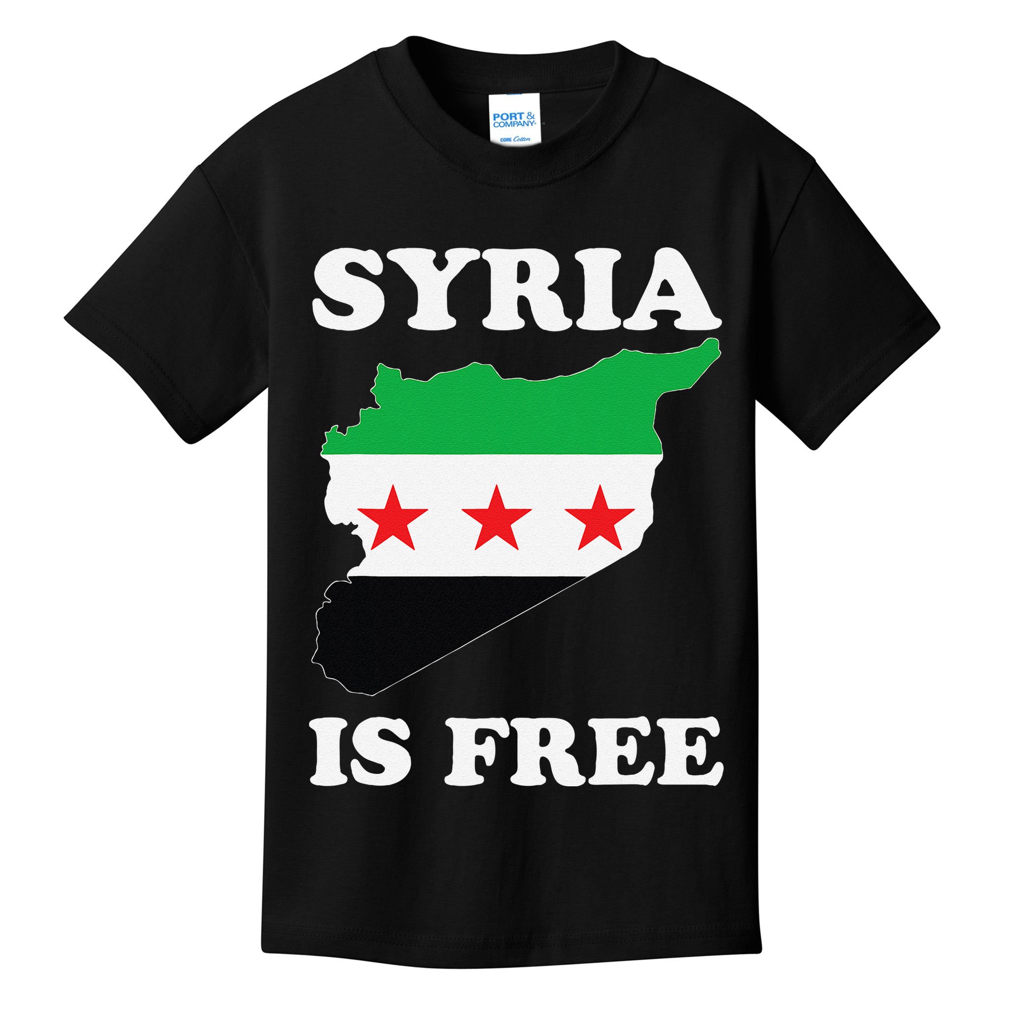 I Love Syria Is Free Syrian Map New Syrian Flag Kids T-Shirt