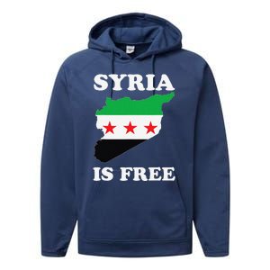 I Love Syria Is Free Syrian Map New Syrian Flag Performance Fleece Hoodie