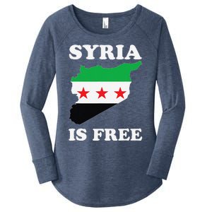 I Love Syria Is Free Syrian Map New Syrian Flag Women's Perfect Tri Tunic Long Sleeve Shirt