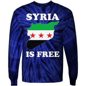 I Love Syria Is Free Syrian Map New Syrian Flag Tie-Dye Long Sleeve Shirt