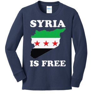 I Love Syria Is Free Syrian Map New Syrian Flag Kids Long Sleeve Shirt