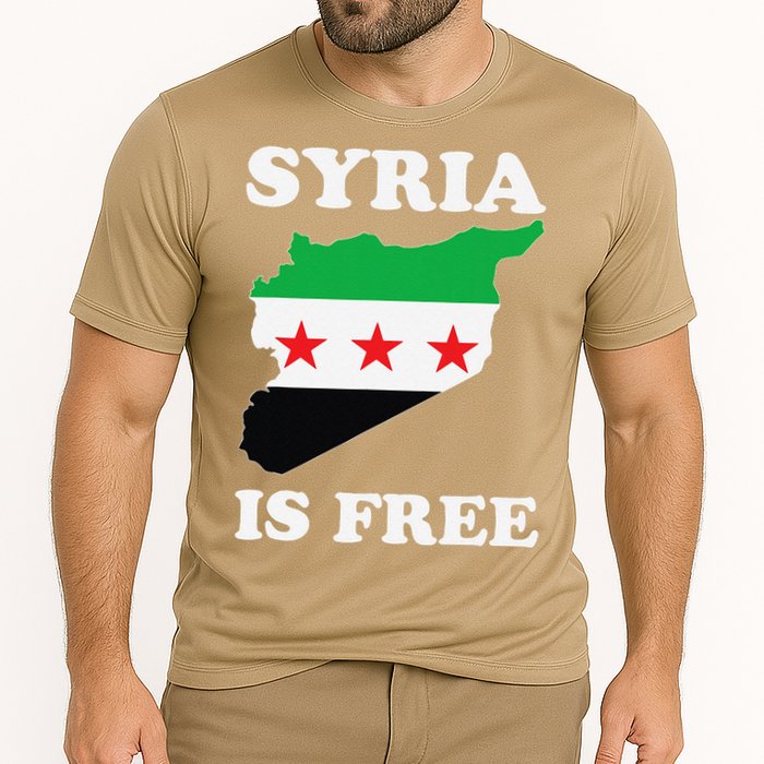 I Love Syria Is Free Syrian Map New Syrian Flag Cooling Performance Crew T-Shirt