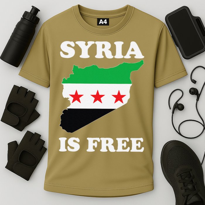 I Love Syria Is Free Syrian Map New Syrian Flag Cooling Performance Crew T-Shirt
