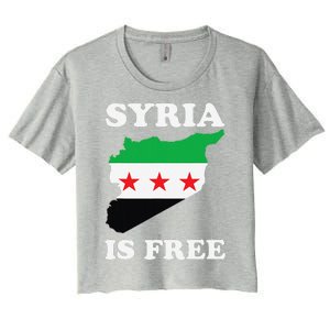 I Love Syria Is Free Syrian Map New Syrian Flag Women's Crop Top Tee