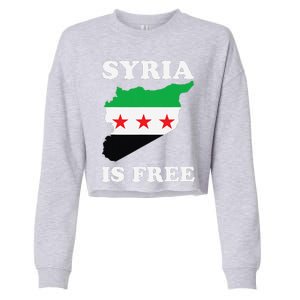 I Love Syria Is Free Syrian Map New Syrian Flag Cropped Pullover Crew