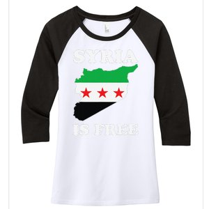 I Love Syria Is Free Syrian Map New Syrian Flag Women's Tri-Blend 3/4-Sleeve Raglan Shirt