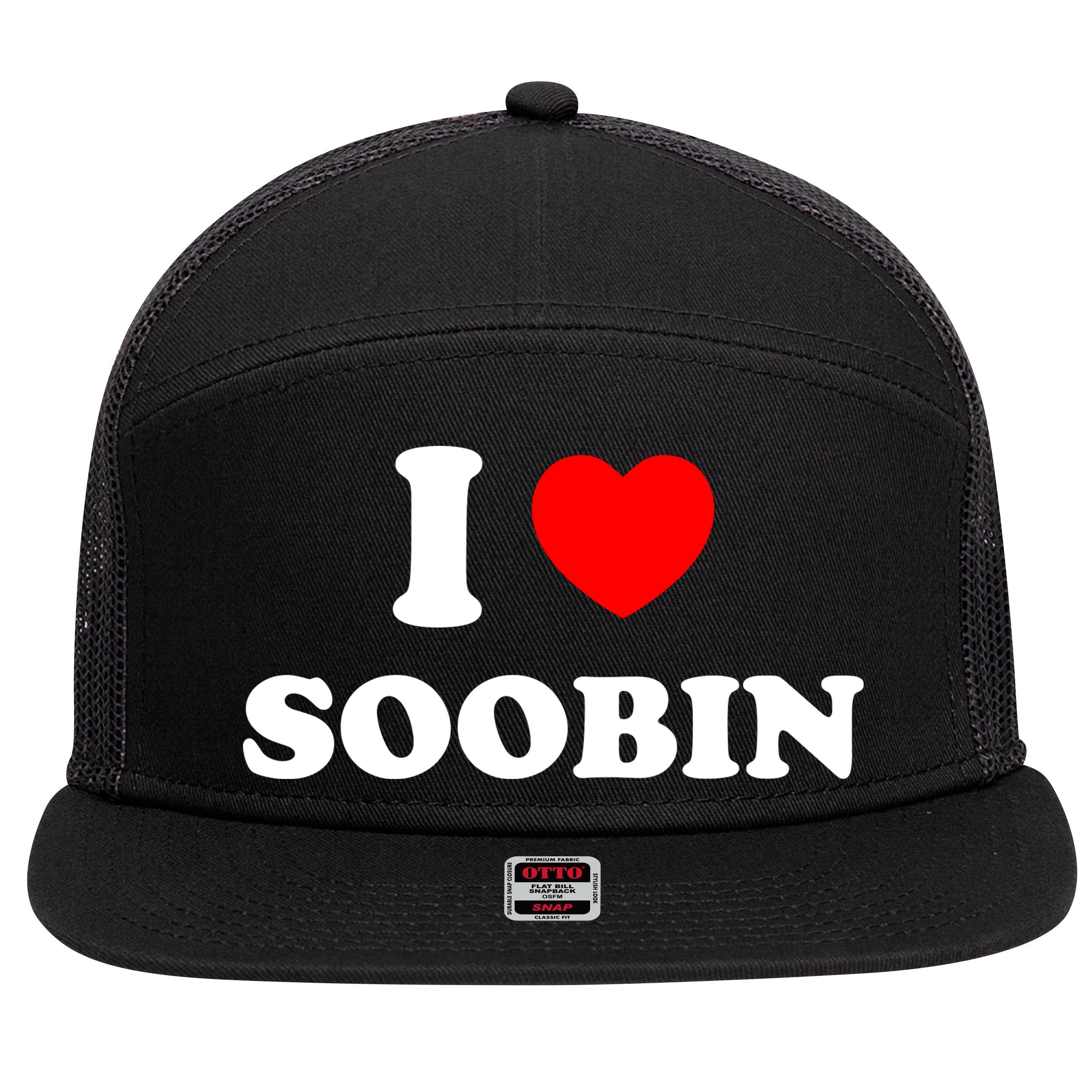 I Love Soobin 7 Panel Mesh Trucker Snapback Hat