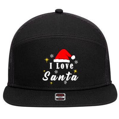 I Love Santa | Merry Christmas 7 Panel Mesh Trucker Snapback Hat